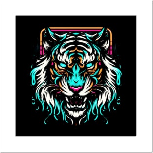 Neon Colored Tiger Posters and Art